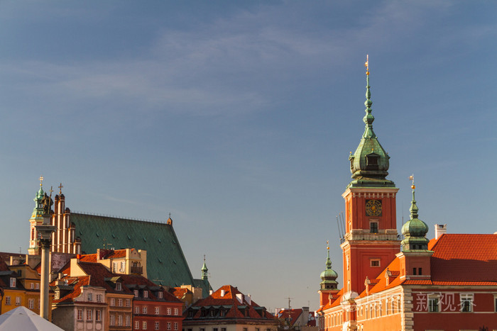 华沙,波兰.旧镇-著名的皇家城堡.教科文组织世界遗产站点