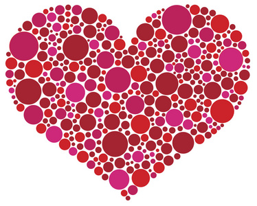 情人节心脏的粉红色和红色圆点