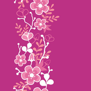 粉色樱花和服开花垂直无缝图案边界