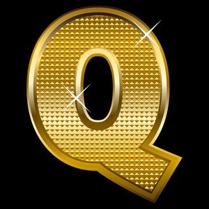 金色字体类型字母 q