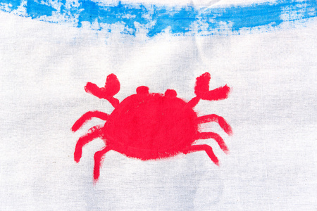 由孩子们绘制卡通螃蟹