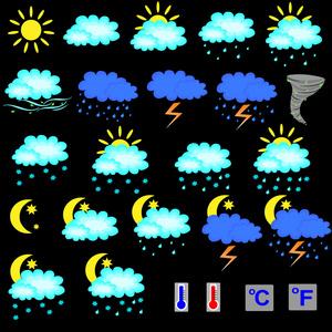 矢量天气预报图标集图片