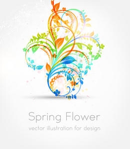 手绘花卉背景的鲜花，复古设计贺卡矢量
