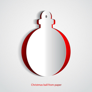 纸在白色背景上的圣诞球矢量