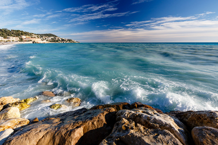 在尼斯 法国里维埃拉，法国蔚蓝海 beuatiful 海滩