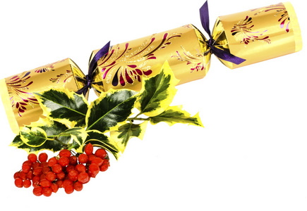 常春藤 红色冬季莓果和金黄 华丽圣诞饼干
