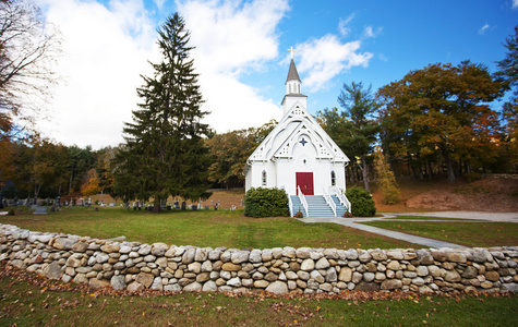新英格兰白色教堂图片