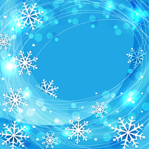 矢量与雪花蓝色圣诞背景