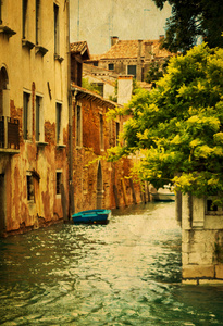 在威尼斯大运河的程式化的照片