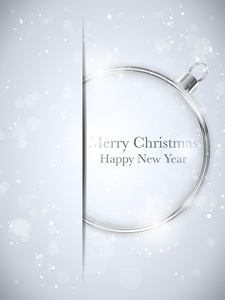 快乐圣诞快乐，新年球银与明星和 snowfl