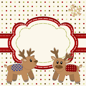 圣诞节和新年快乐卡与可爱的鹿图片