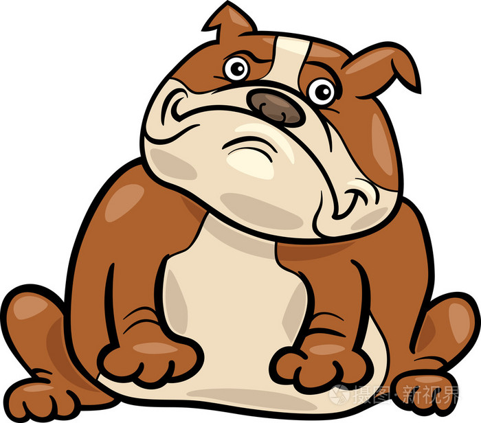 英国牛头犬狗卡通插图