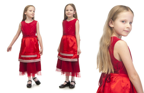 穿红裙子的小可爱女孩图片