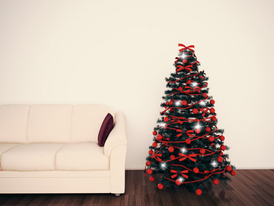在客厅里的圣诞树