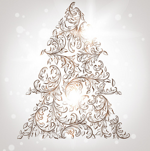 手绘制复古圣诞树