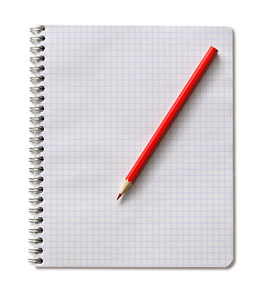 记事本和红色铅笔