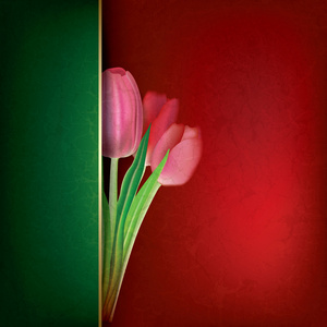 抽象花卉背景与红色郁金香