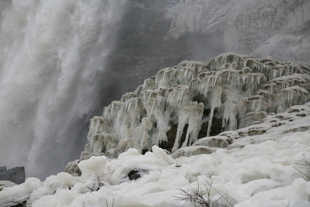 美国瀑布尼亚加拉在冬季时间