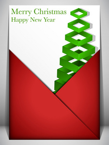 快乐圣诞贺卡红色和绿色信封