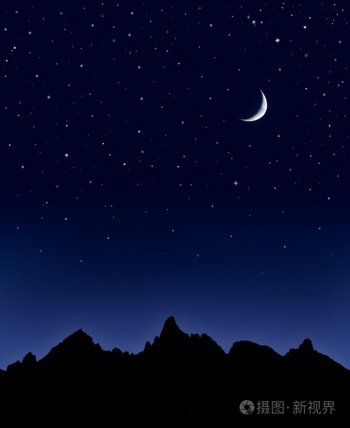 夜晚星星月亮真实照片图片