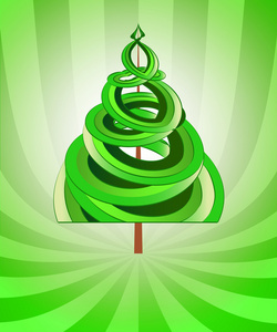 绿树的形状旋流与中心条纹背景矢量