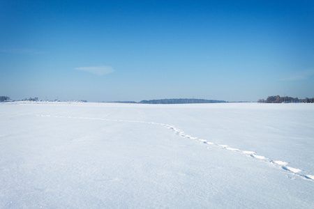 冬季自然景观覆盖着雪和蓝蓝的天空