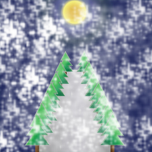 圣诞树上夜背景框架，