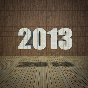 2013 新年与 grunge 墙和旧木地板