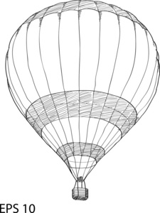 热空气气球矢量草绘线，eps 10