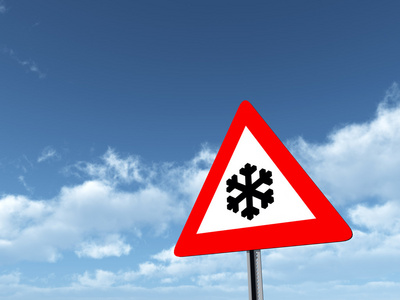 道路标志或风险的雪冰图片