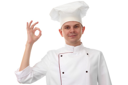 厨师在白色孤立的肖像