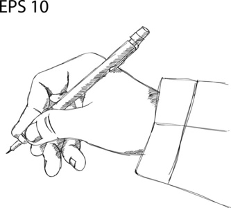 人的手，写了速写的矢量线 eps 10