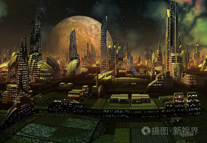 现代外星城市天际线