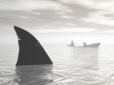 海洋中的鲨鱼3d渲染