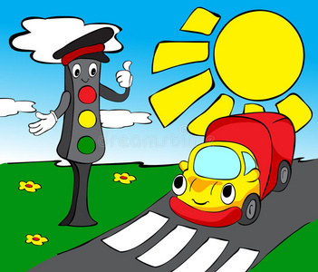 卡通红绿灯图片