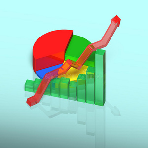 表上带有成长箭头的3d图表