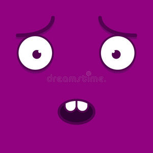 一张可爱可爱的卡通紫色忧虑脸