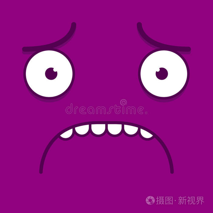 一张可爱可爱的卡通紫色忧伤的脸