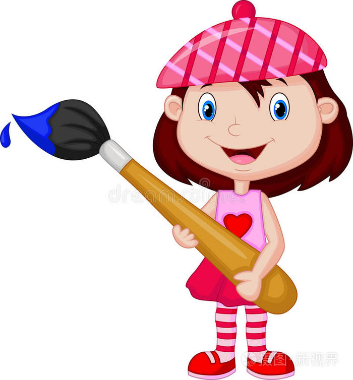 下载小样发票合同问题/举报滑稽卡通画家一个穿着历史套装,画笔画画的