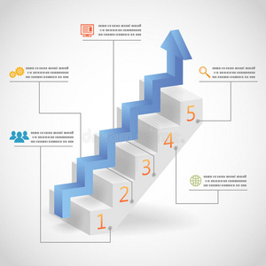 成功步骤概念箭头和楼梯信息图标矢量图示