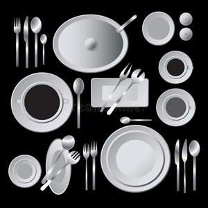 带盘子和餐具的菜单插图