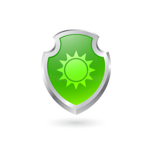 绿色的盾牌和太阳照片