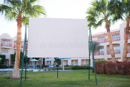 热带棕榈树空白广告牌