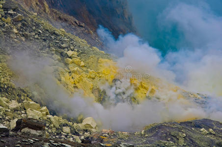 露天硫磺矿，kawah ijien全景