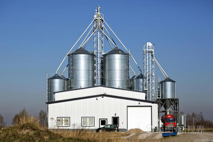 储存在金属筒仓中的粮食