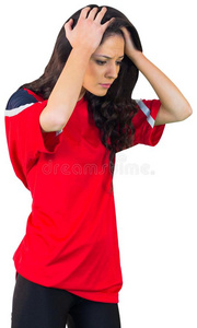 失望的穿着红色衣服的足球迷图片