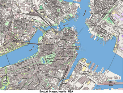 美国马萨诸塞州波士顿高分辨率鸟瞰图