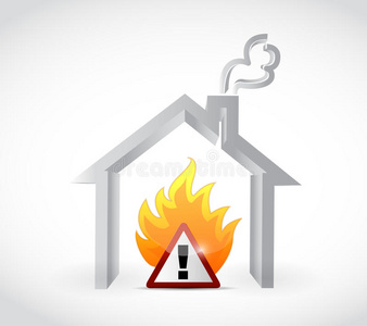 家庭火灾警示牌插图设计