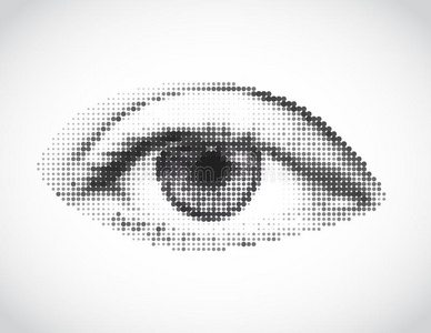 抽象的女人用圆点做成的灰色眼睛。矢量