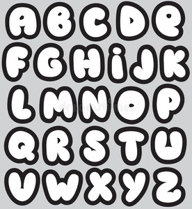 涂鸦字体字母表不同的字母。矢量